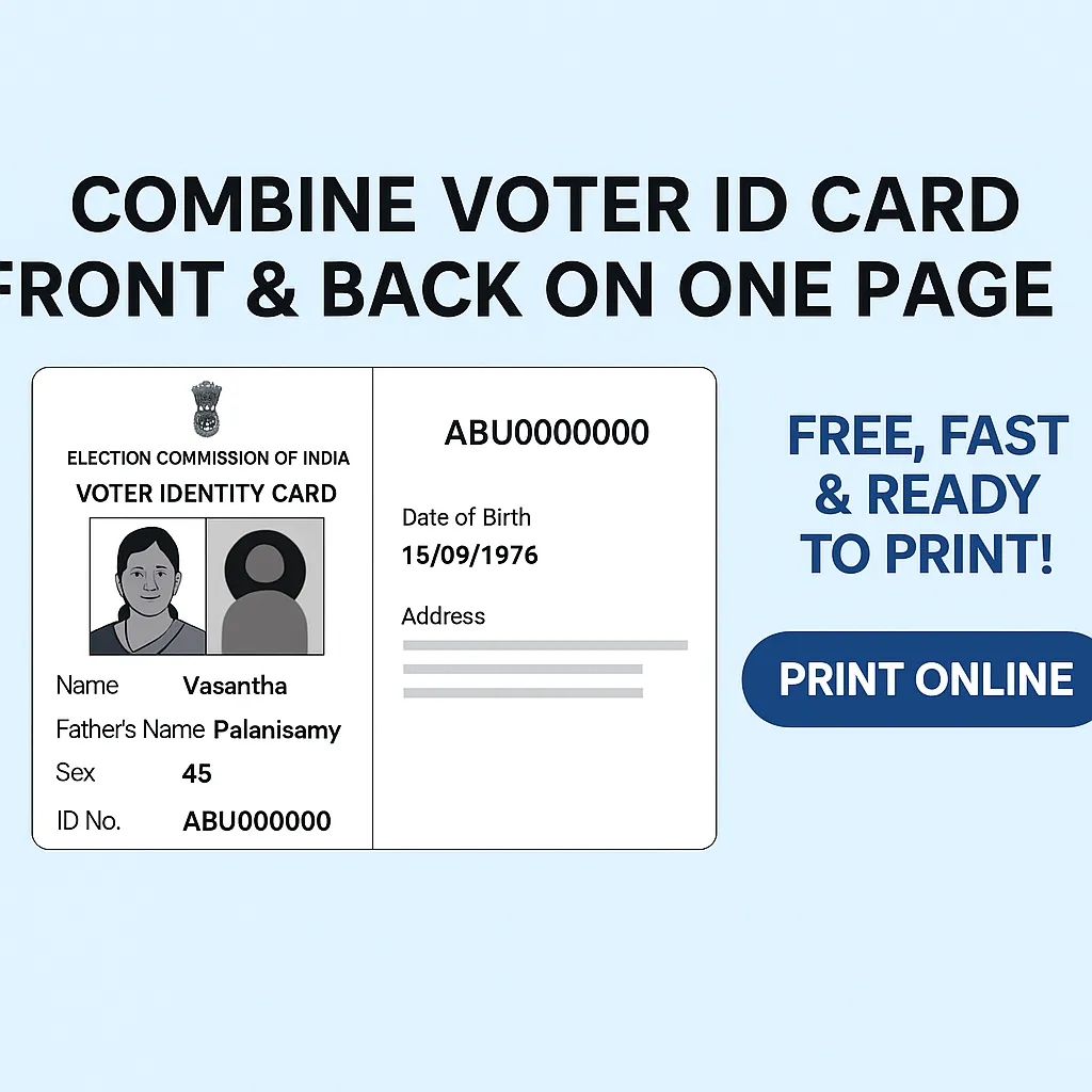 Combine Voter ID Front and Back on One Page – No App, No Signup, 100% Free