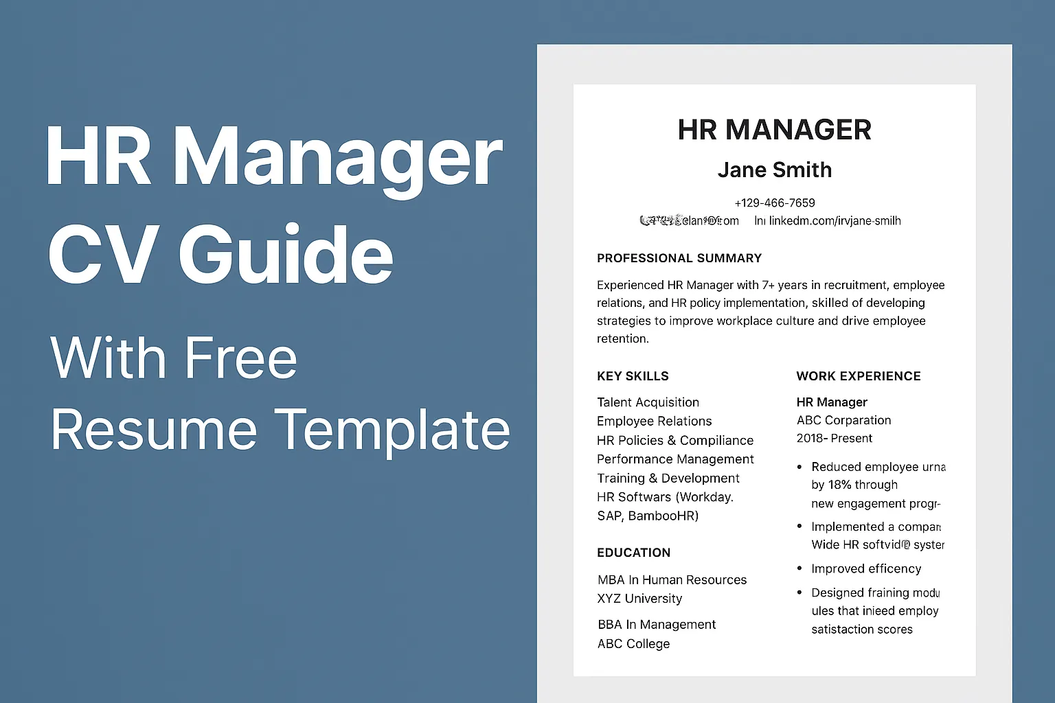 HR Manager CV Guide (With Free Resume Template)