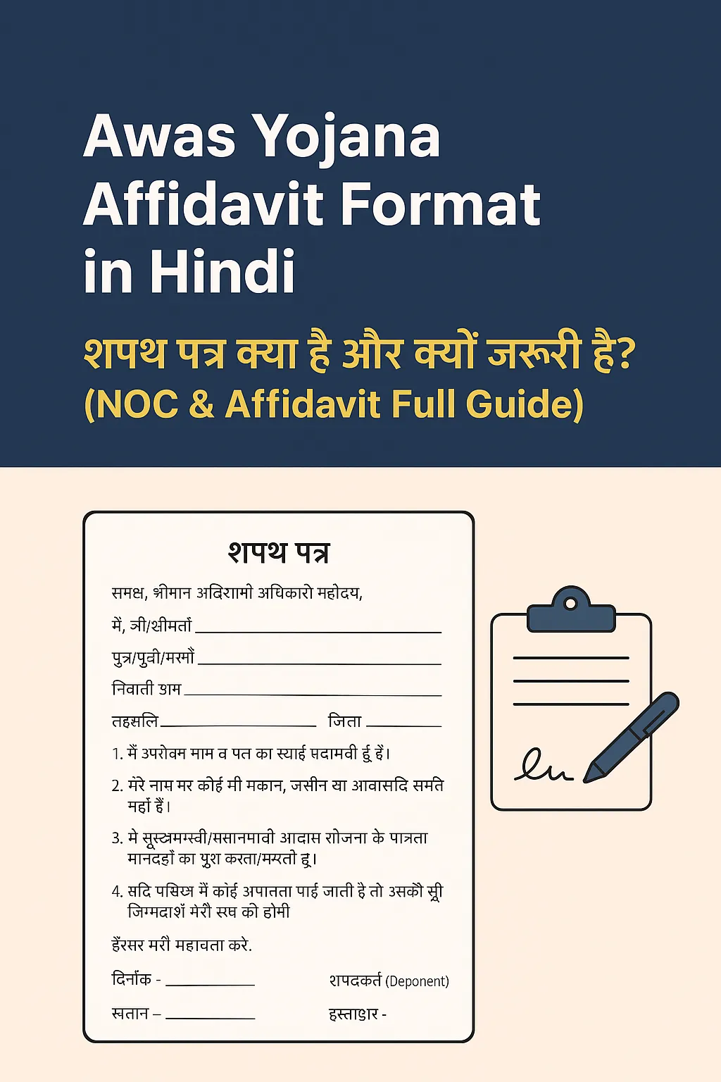 Awas Yojana Affidavit Format in Hindi – शपथ पत्र क्या है और क्यों जरूरी है? (NOC & Affidavit Full Guide)