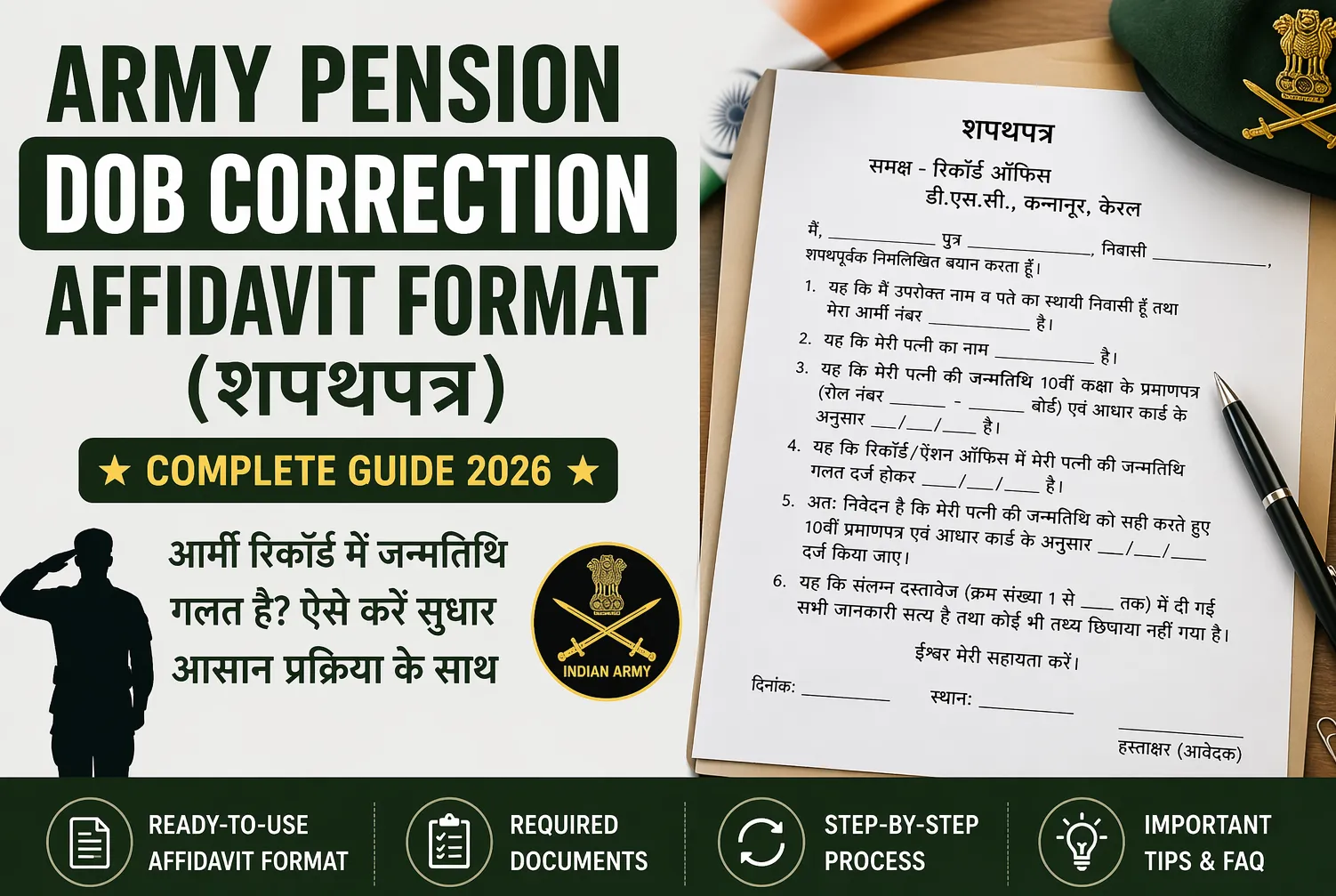 Army Pension DOB Correction Affidavit Format (शपथपत्र) – Complete Guide 2026